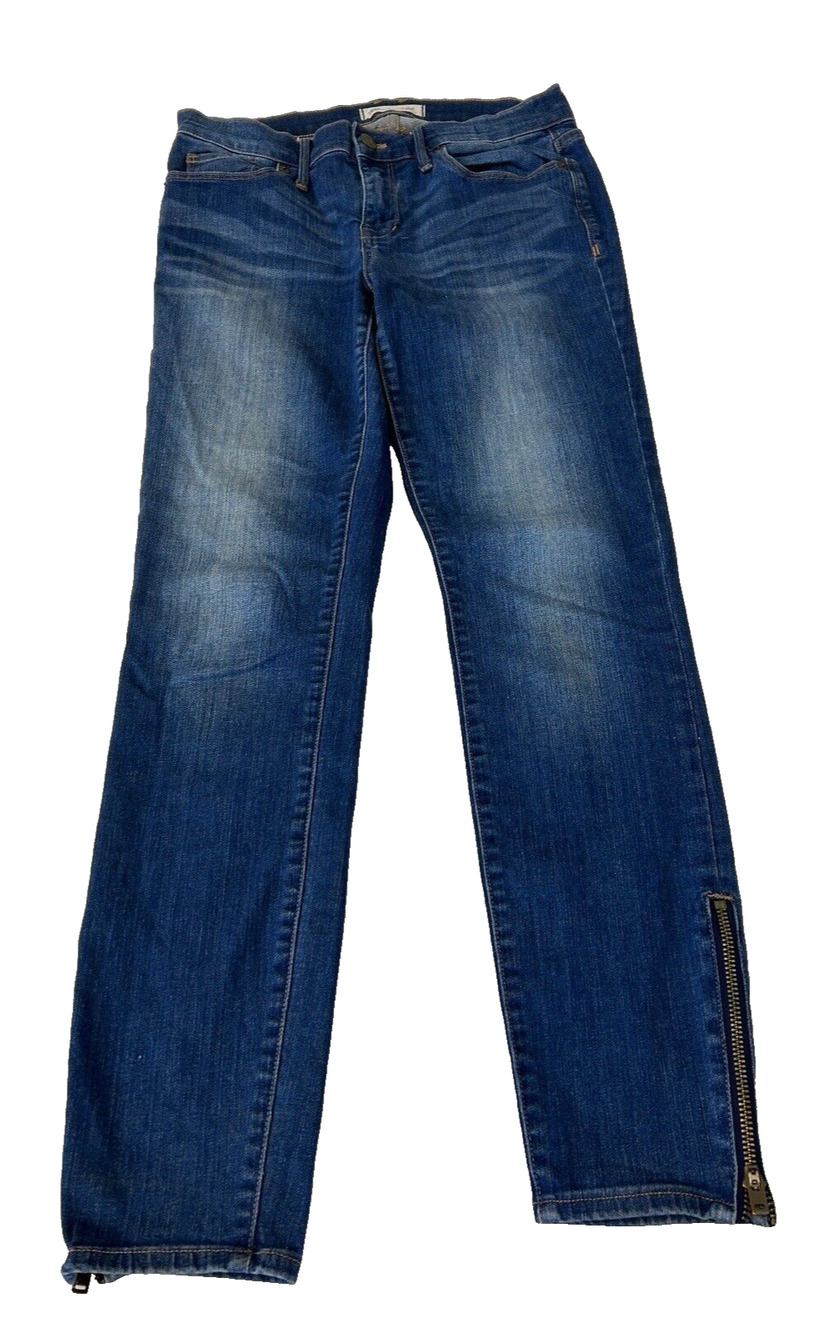 Madewell Women's Jeans Size 27 Skinny Stretch Blue Denim Dark Wash Zip Leg